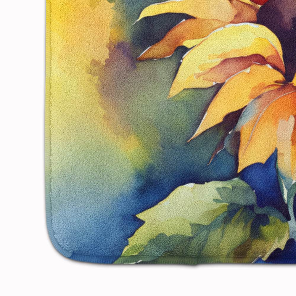 Sunflowers in Watercolor Memory Foam Kitchen Mat - Loft&Timber
