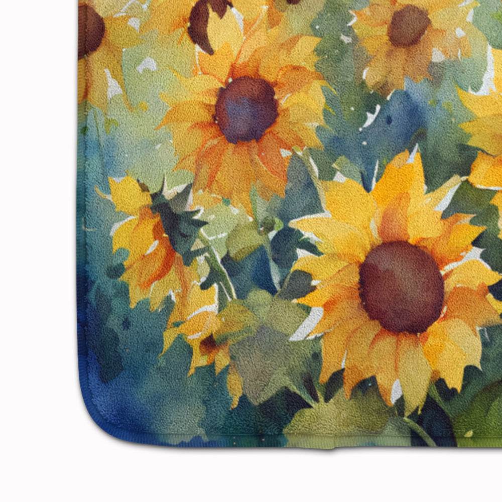 Sunflowers in Watercolor Memory Foam Kitchen Mat - Loft&Timber
