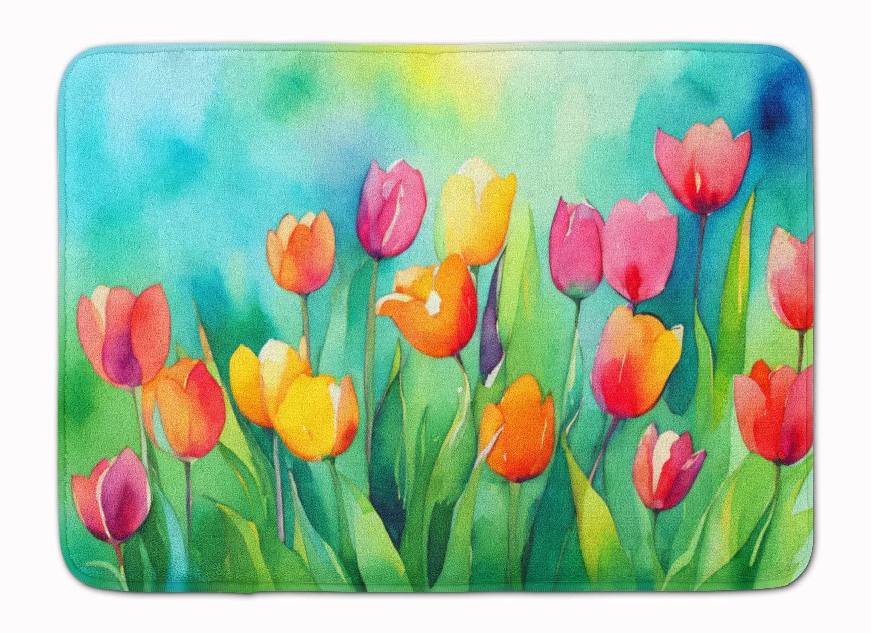 Tulips in Watercolor Memory Foam Kitchen Mat - Loft&Timber