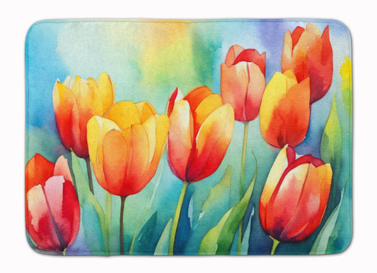 Tulips in Watercolor Memory Foam Kitchen Mat - Loft&Timber