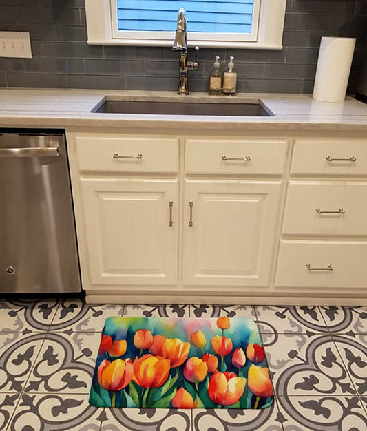 Tulips in Watercolor Memory Foam Kitchen Mat - Loft&Timber