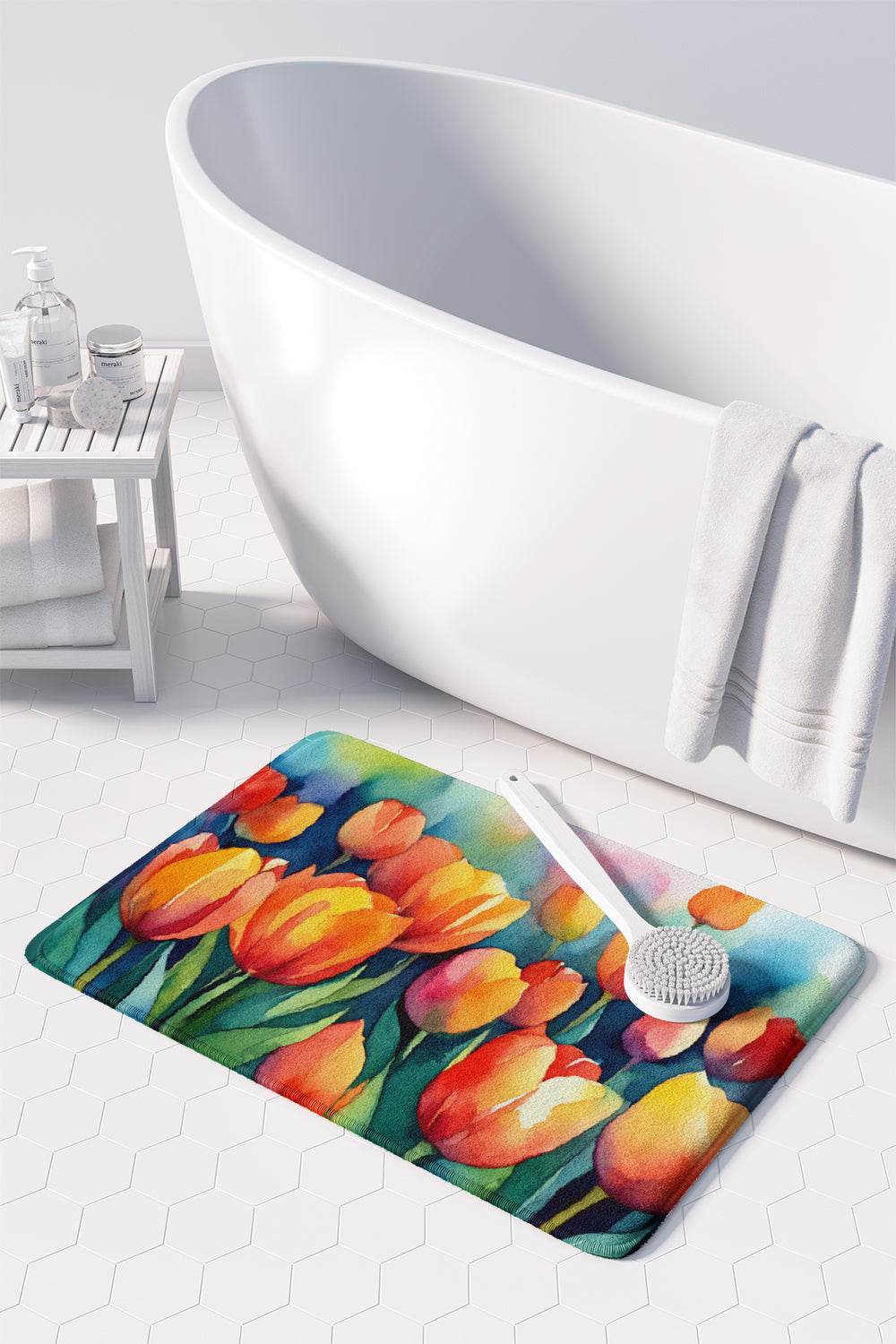 Tulips in Watercolor Memory Foam Kitchen Mat - Loft&Timber