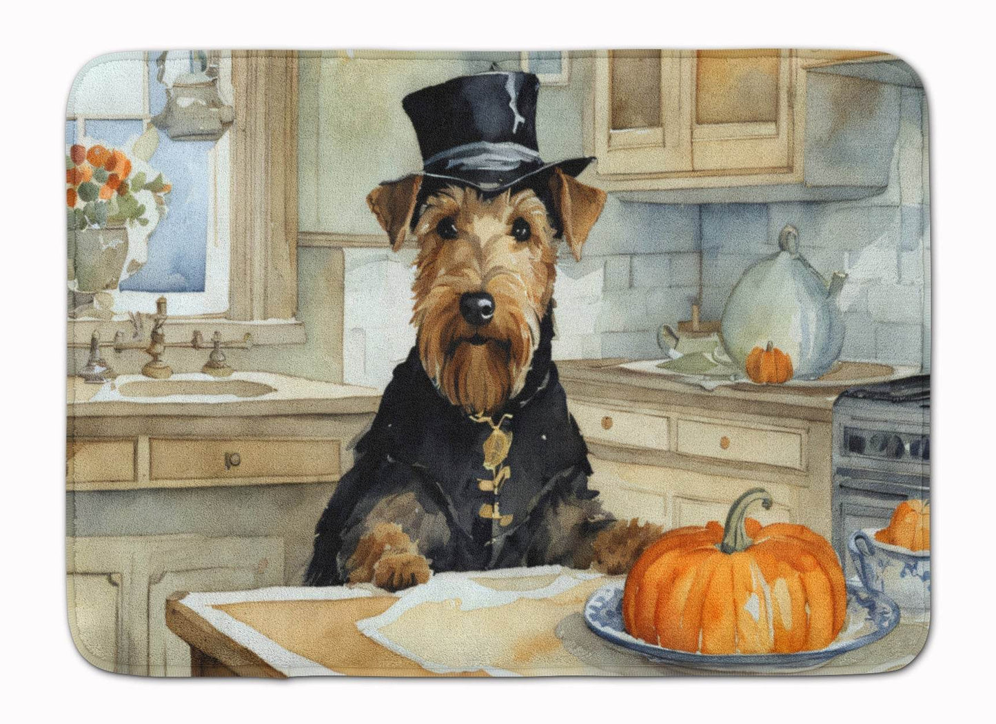 Airedale Terrier Fall Kitchen Pumpkins Memory Foam Kitchen Mat - Loft&Timber