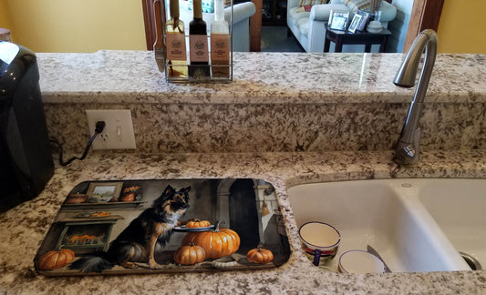 Belgian Tervuren Fall Kitchen Pumpkins Dish Drying Mat - Loft&Timber