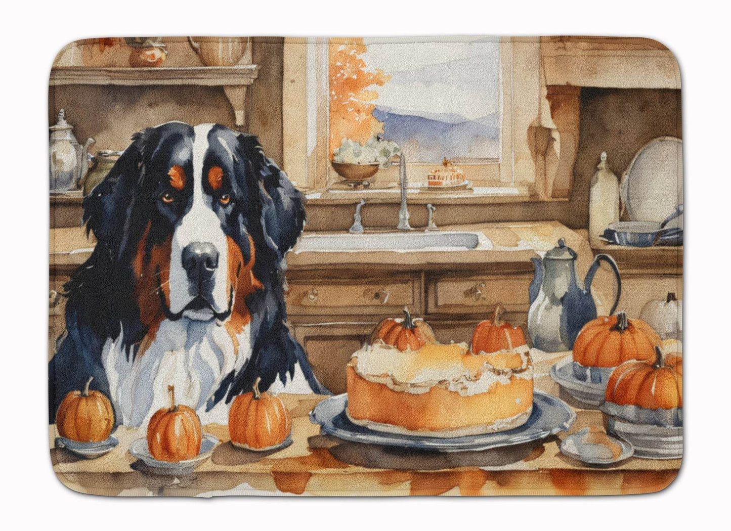 Bernese Mountain Dog Fall Kitchen Pumpkins Memory Foam Kitchen Mat - Loft&Timber