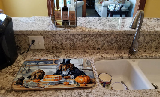 Bloodhound Fall Kitchen Pumpkins Dish Drying Mat - Loft&Timber