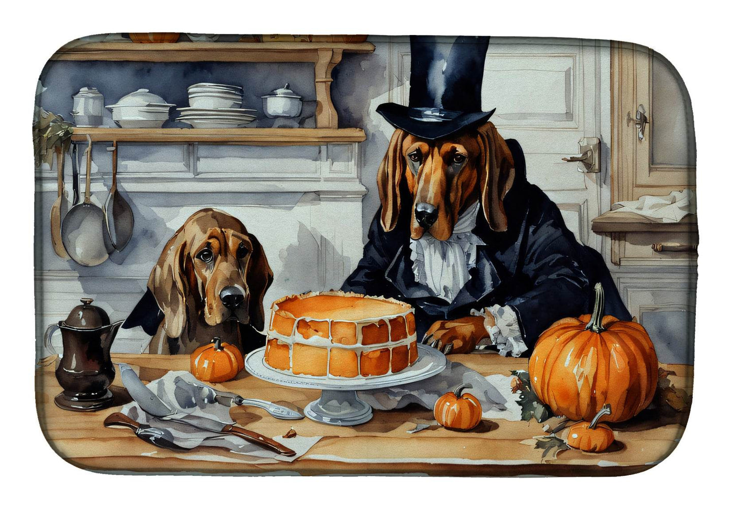 Bloodhound Fall Kitchen Pumpkins Dish Drying Mat - Loft&Timber