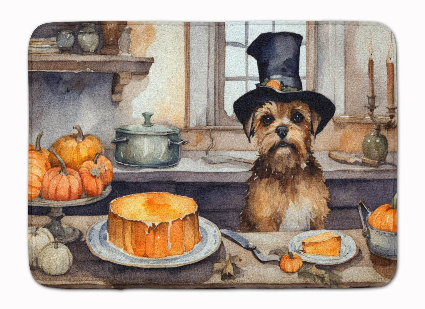 Border Terrier Fall Kitchen Pumpkins Memory Foam Kitchen Mat - Loft&Timber