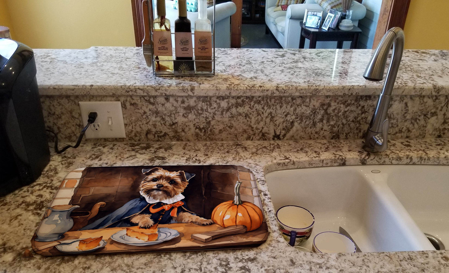 Border Terrier Fall Kitchen Pumpkins Dish Drying Mat - Loft&Timber