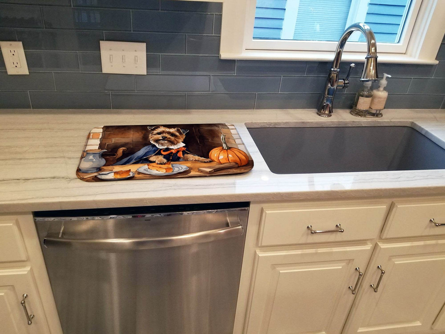 Border Terrier Fall Kitchen Pumpkins Dish Drying Mat - Loft&Timber
