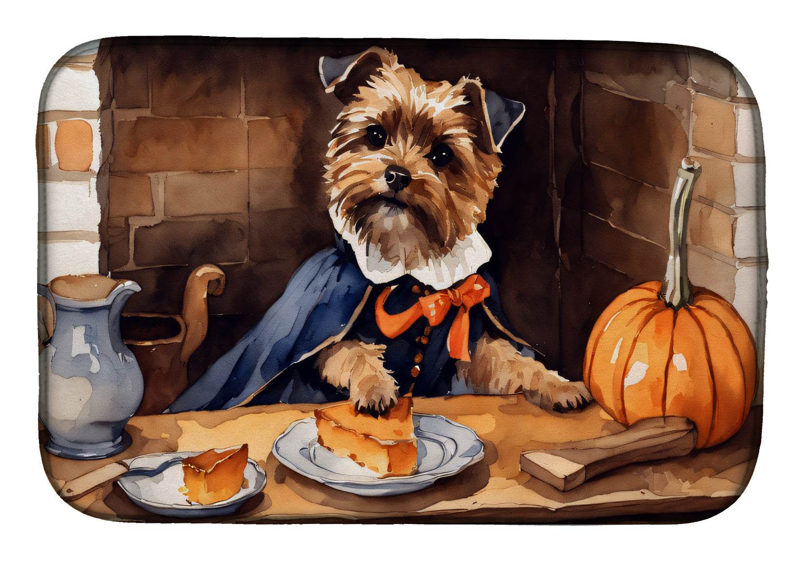 Border Terrier Fall Kitchen Pumpkins Dish Drying Mat - Loft&Timber