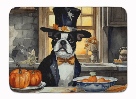 Boston Terrier Fall Kitchen Pumpkins Memory Foam Kitchen Mat - Loft&Timber