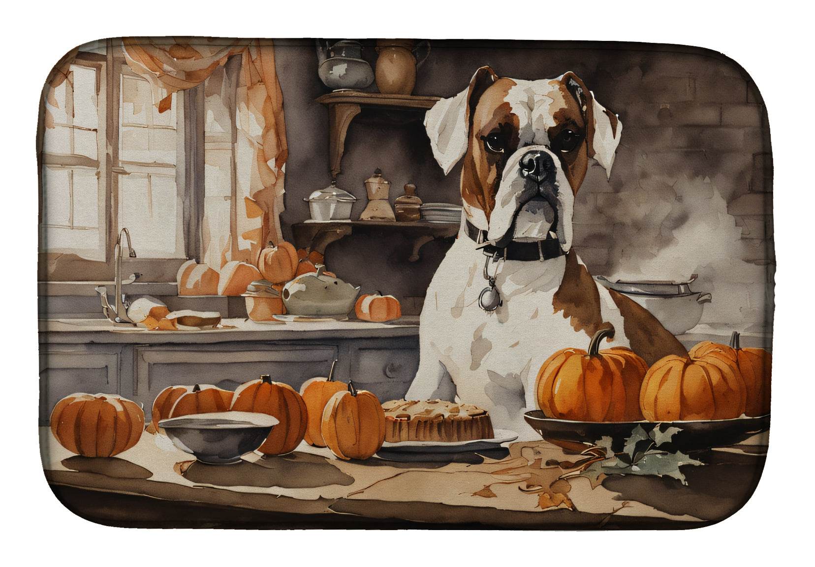 Boxer Fall Kitchen Pumpkins Dish Drying Mat - Loft&Timber