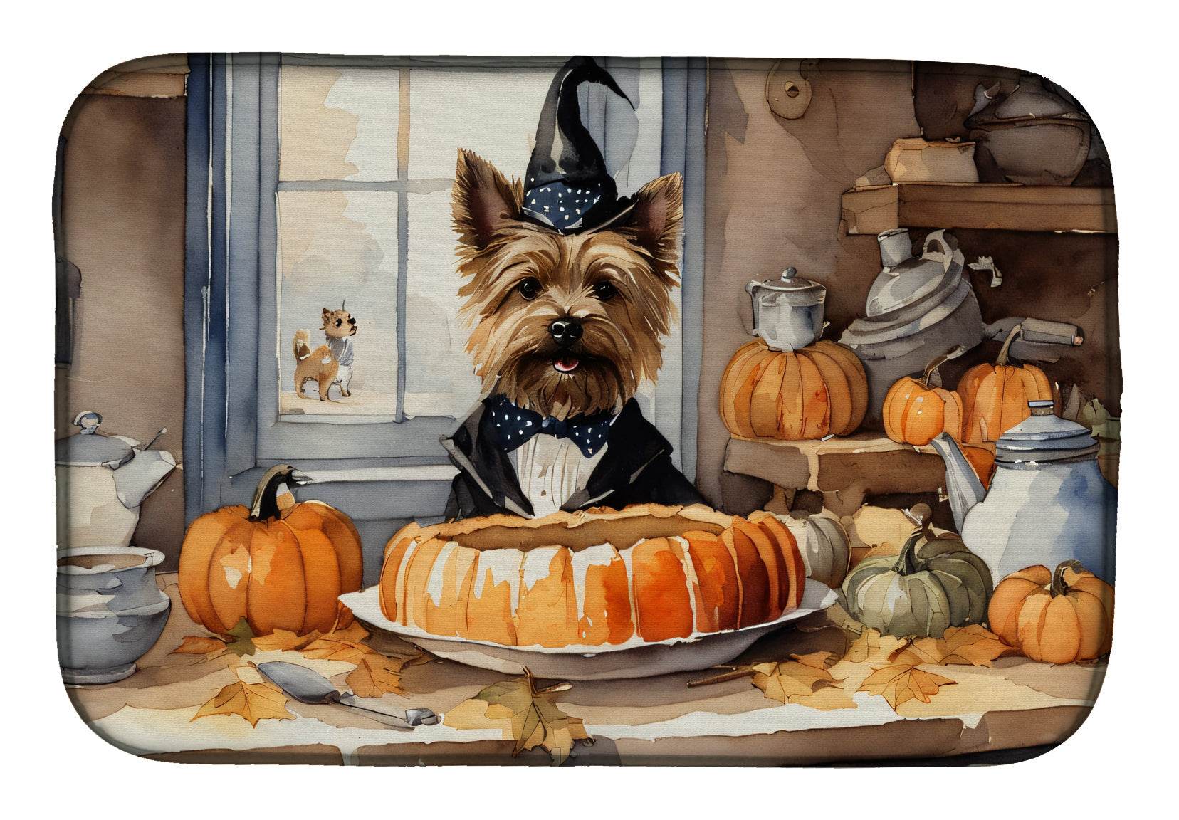Cairn Terrier Fall Kitchen Pumpkins Dish Drying Mat - Loft&Timber