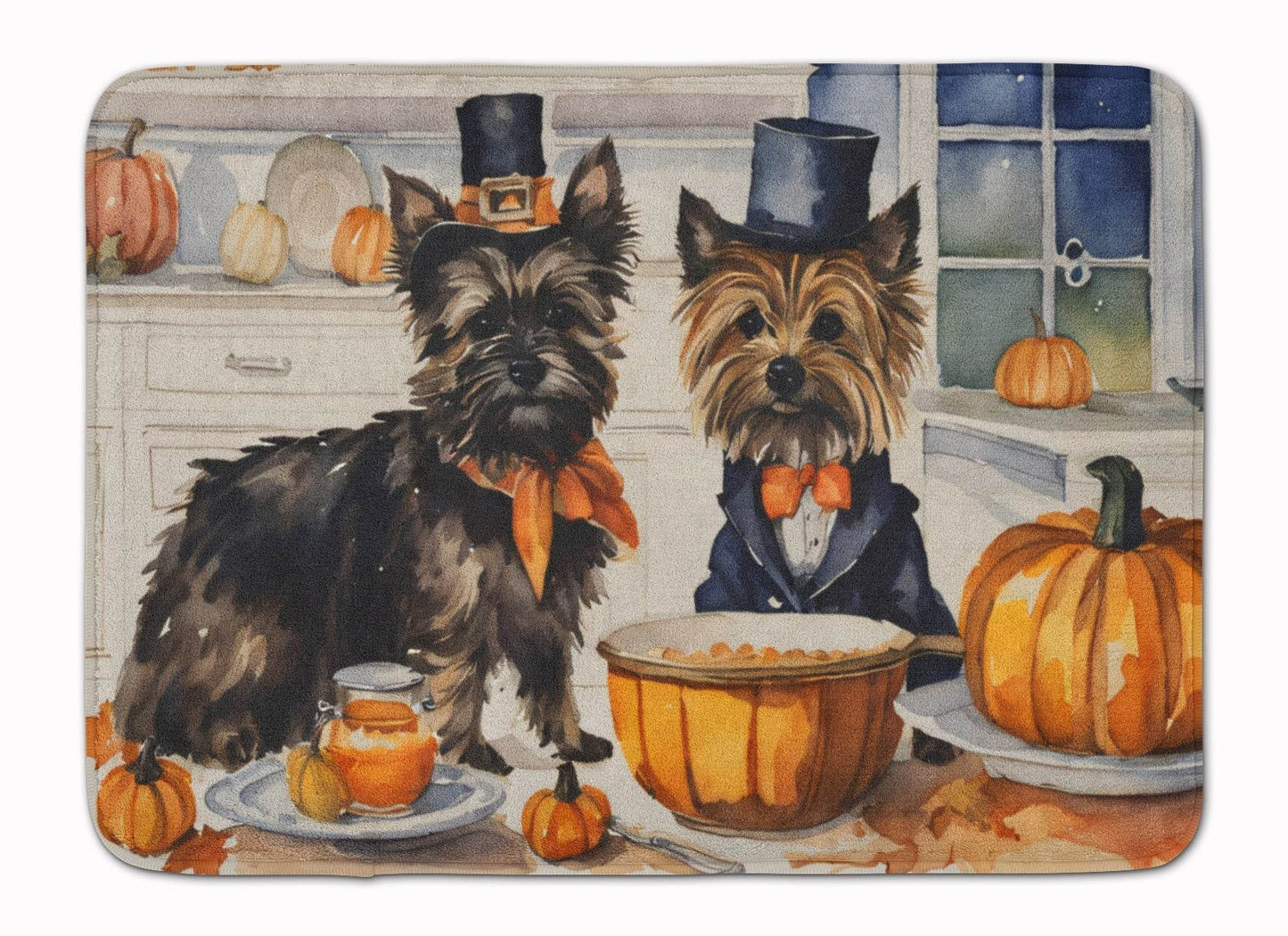 Cairn Terrier Fall Kitchen Pumpkins Memory Foam Kitchen Mat - Loft&Timber