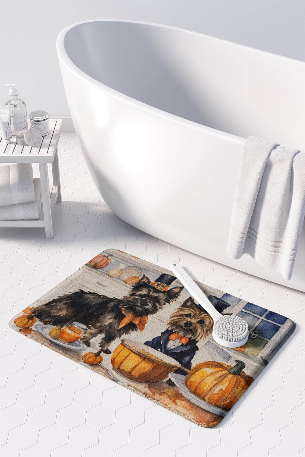 Cairn Terrier Fall Kitchen Pumpkins Memory Foam Kitchen Mat - Loft&Timber