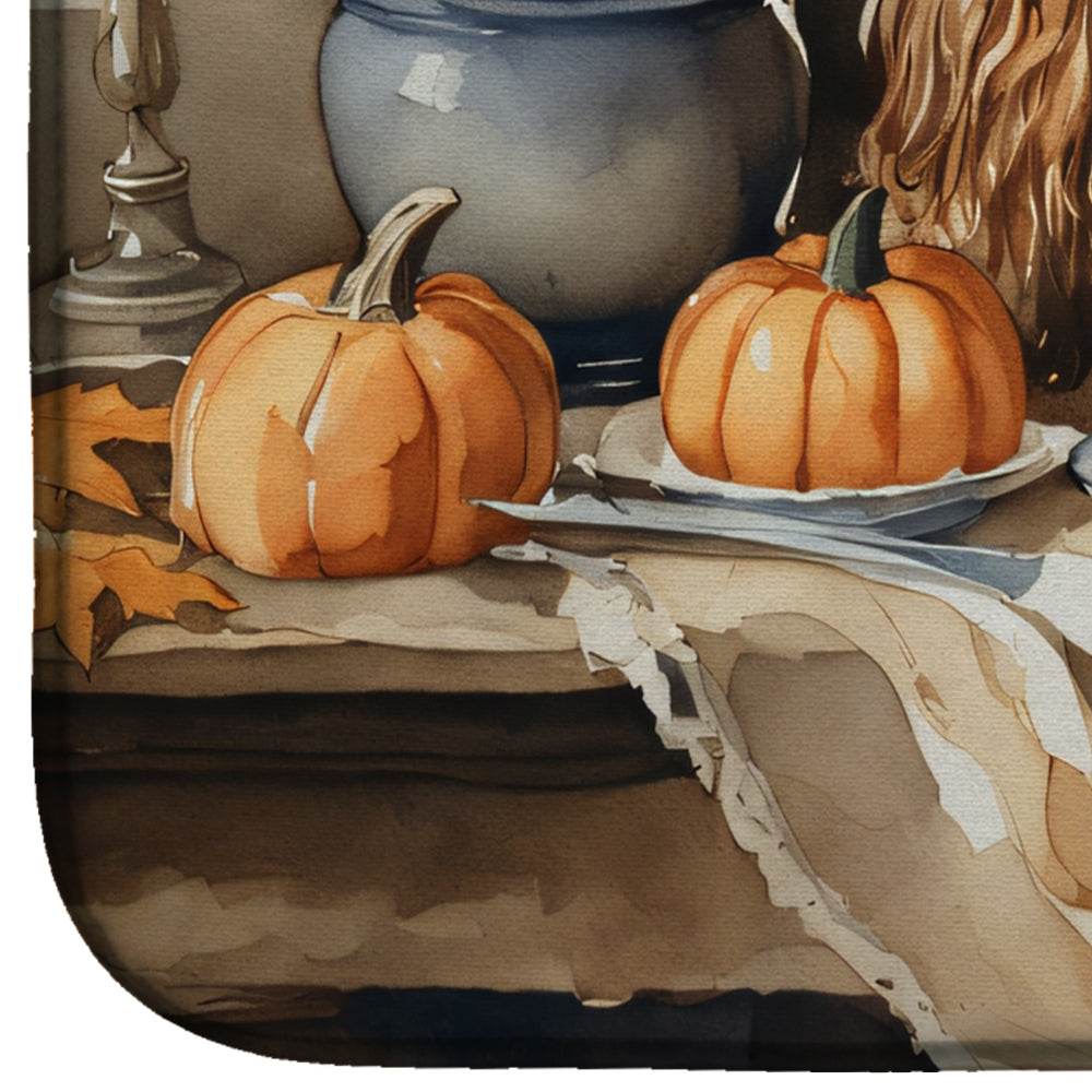 Cavalier Spaniel Fall Kitchen Pumpkins Dish Drying Mat - Loft&Timber