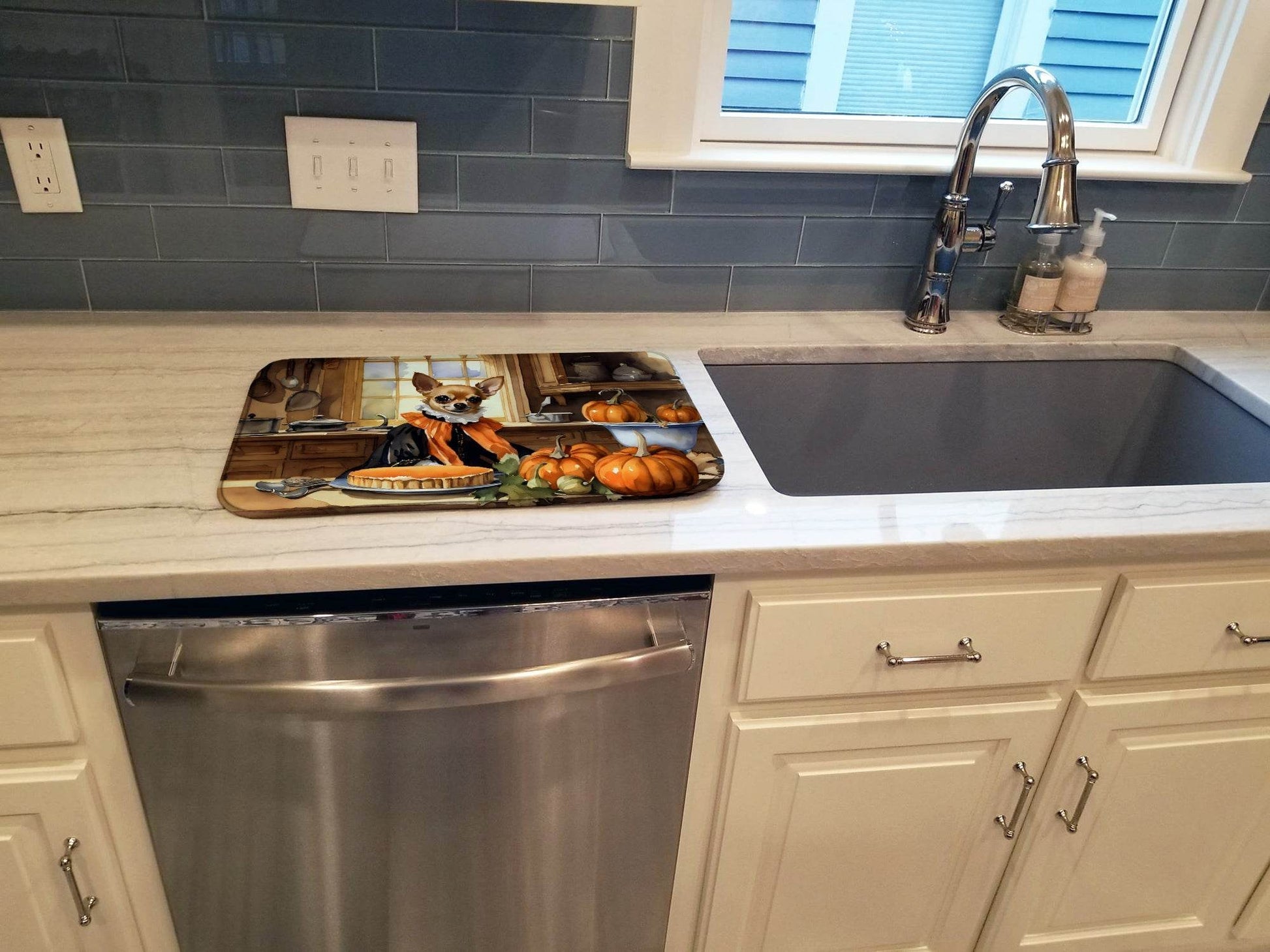 Chihuahua Fall Kitchen Pumpkins Dish Drying Mat - Loft&Timber