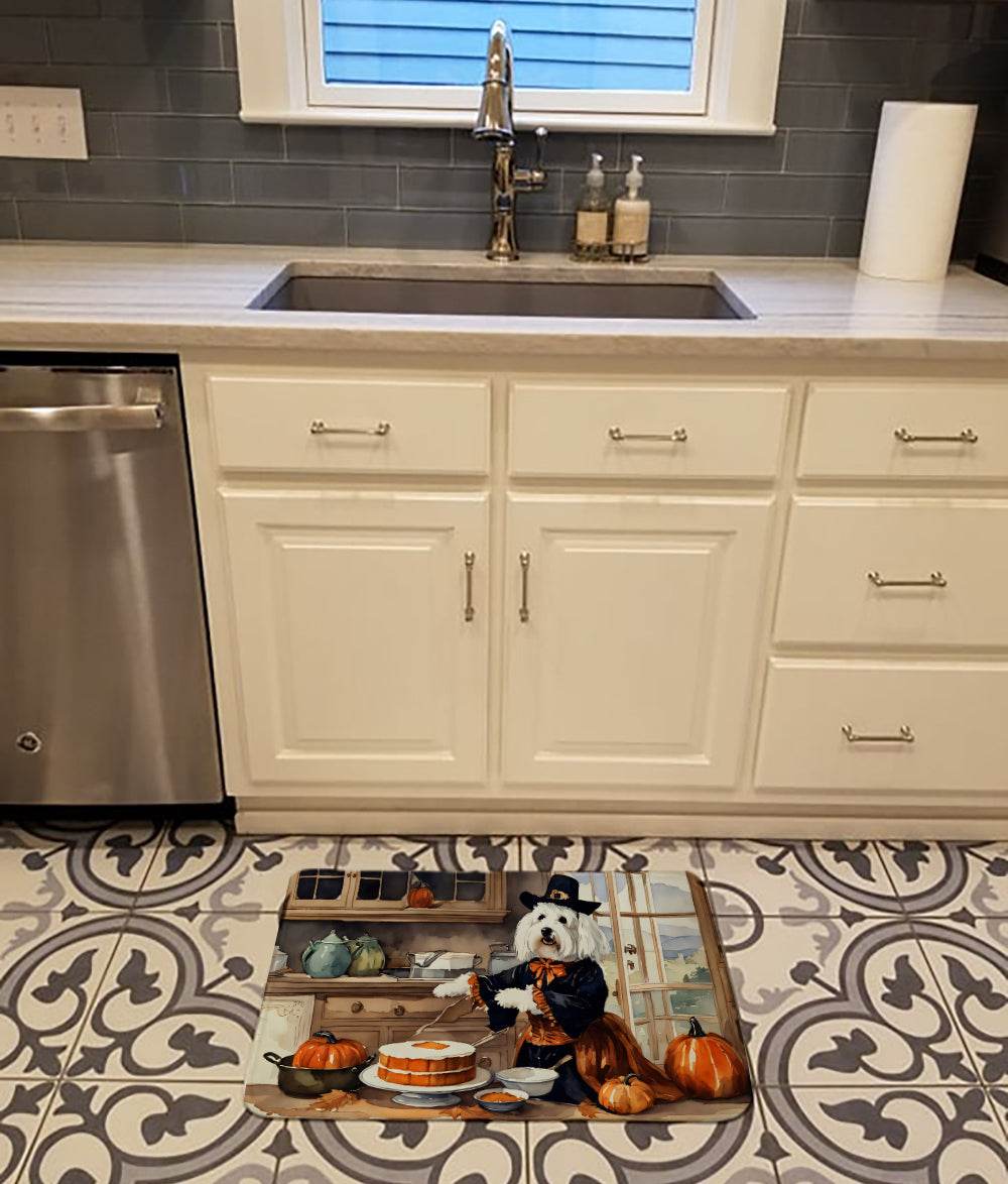 Coton De Tulear Fall Kitchen Pumpkins Memory Foam Kitchen Mat - Loft&Timber