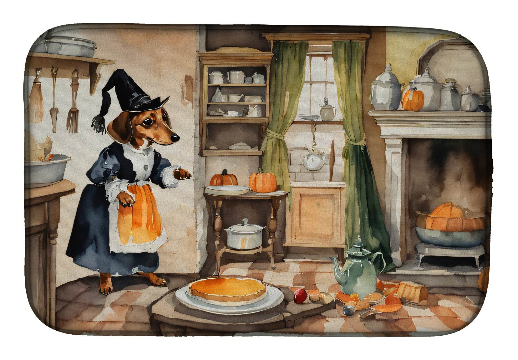 Dachshund Fall Kitchen Pumpkins Dish Drying Mat - Loft&Timber
