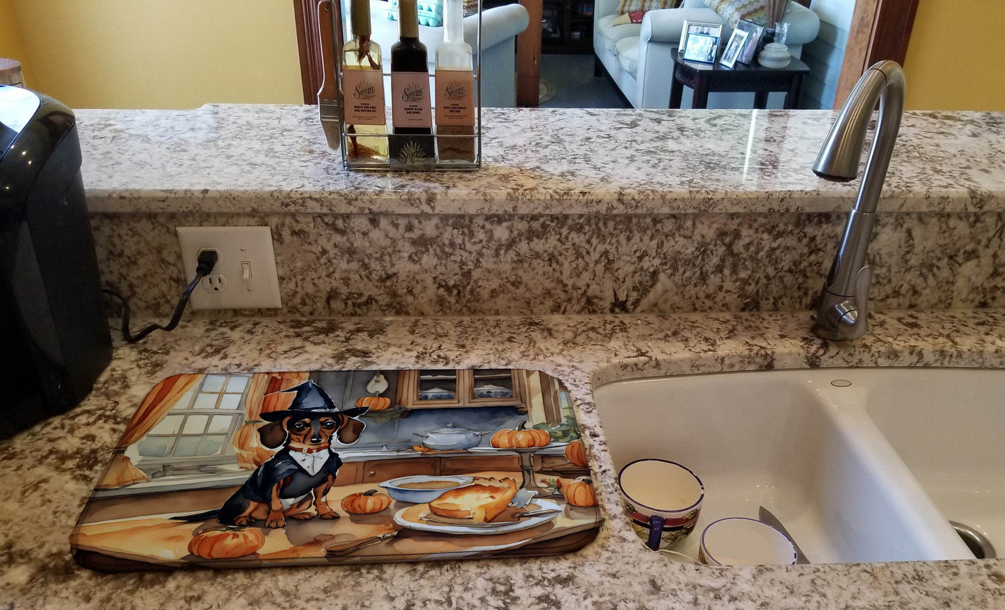 Dachshund Fall Kitchen Pumpkins Dish Drying Mat - Loft&Timber