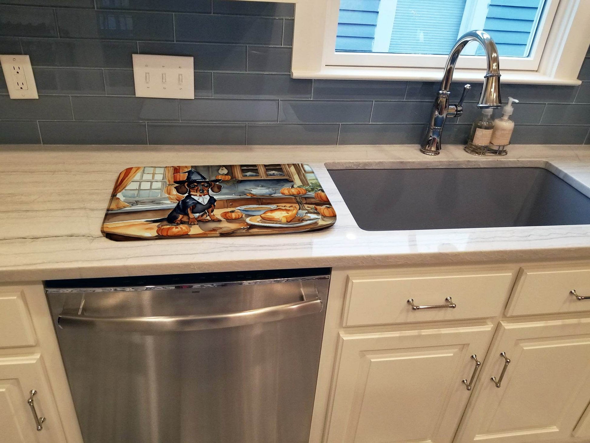 Dachshund Fall Kitchen Pumpkins Dish Drying Mat - Loft&Timber