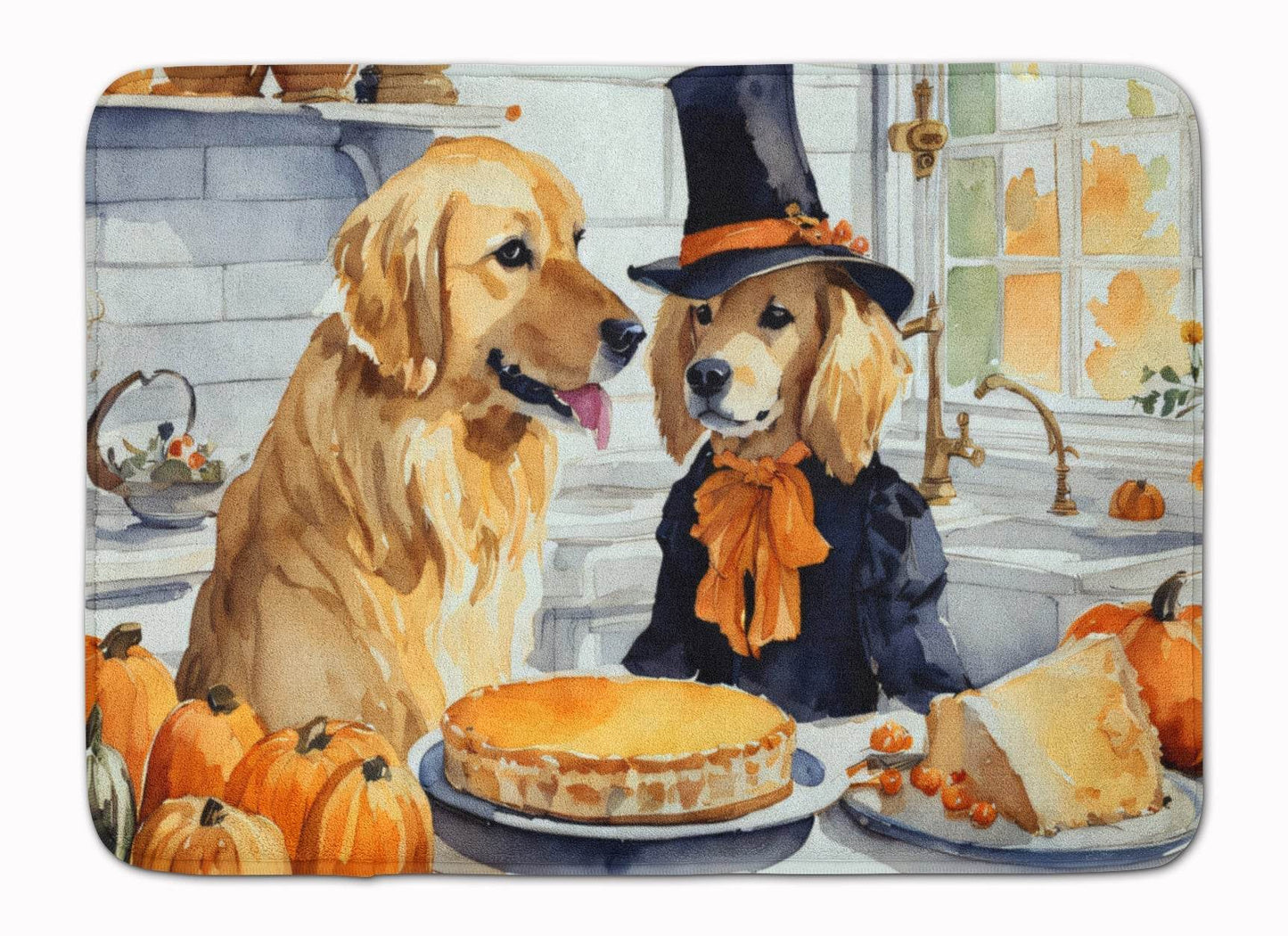 Golden Retriever Fall Kitchen Pumpkins Memory Foam Kitchen Mat - Loft&Timber