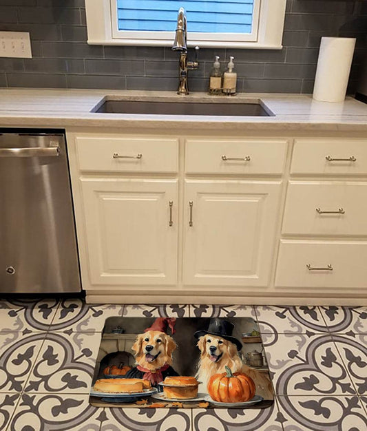 Golden Retriever Fall Kitchen Pumpkins Memory Foam Kitchen Mat - Loft&Timber