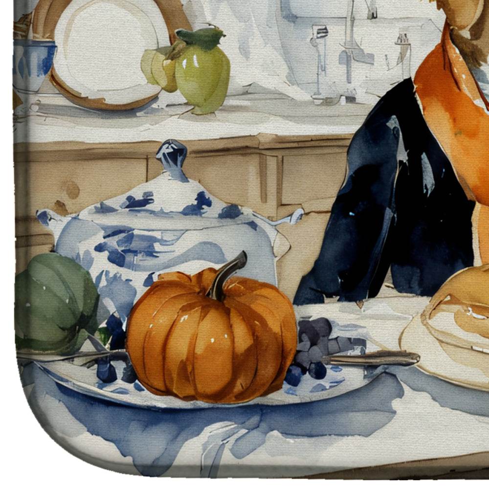 Golden Retriever Fall Kitchen Pumpkins Dish Drying Mat - Loft&Timber