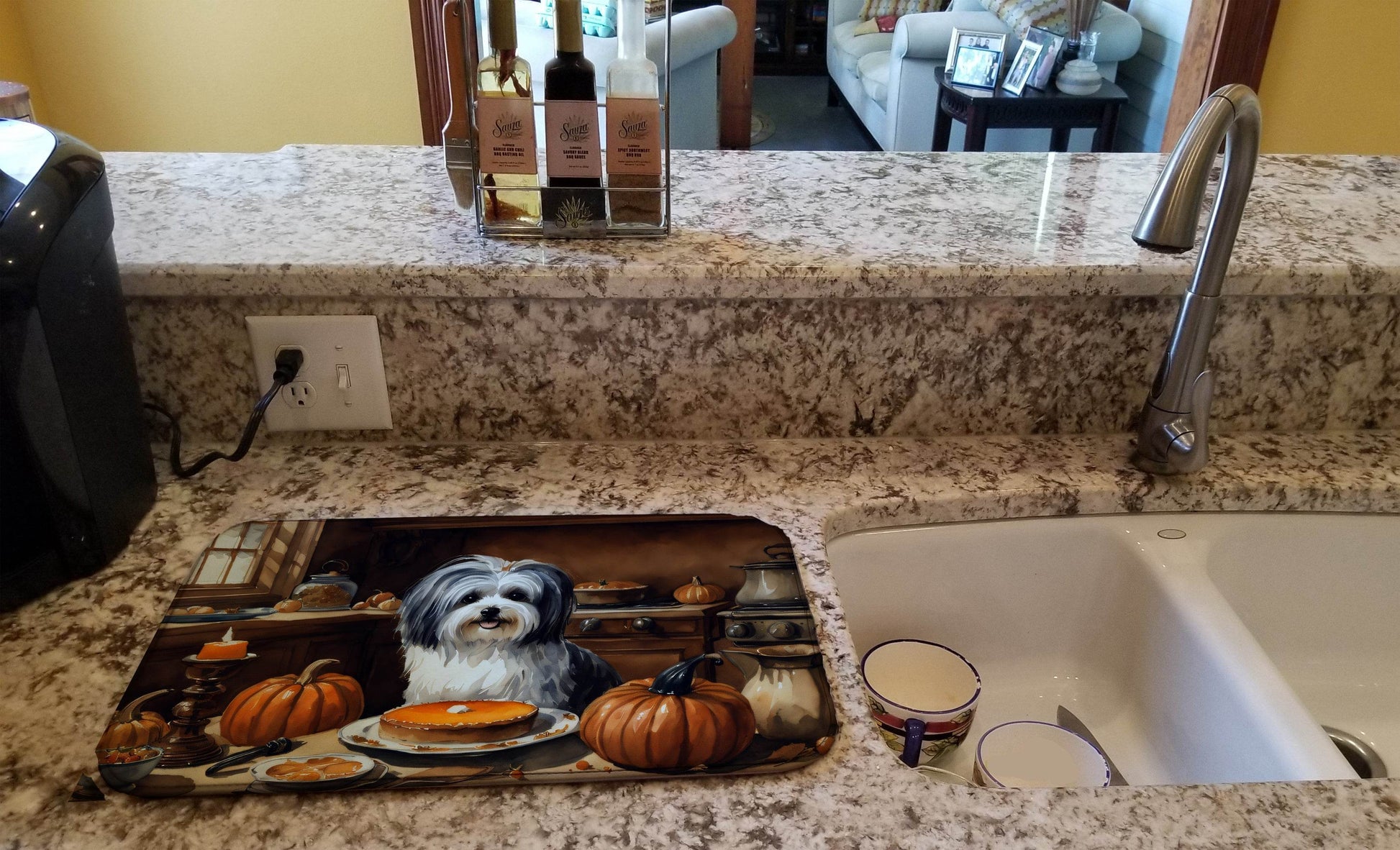 Havanese Fall Kitchen Pumpkins Dish Drying Mat - Loft&Timber