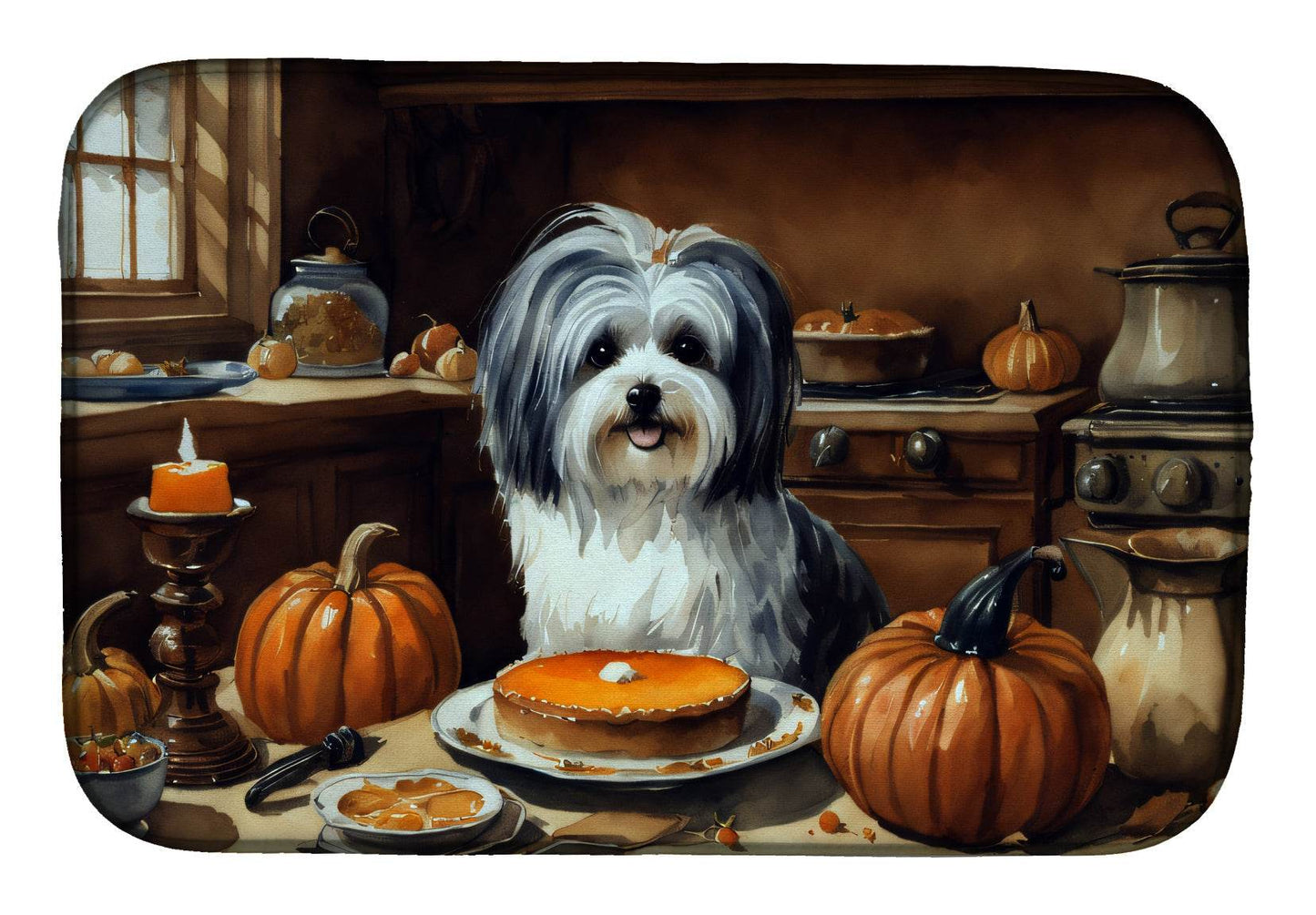 Havanese Fall Kitchen Pumpkins Dish Drying Mat - Loft&Timber