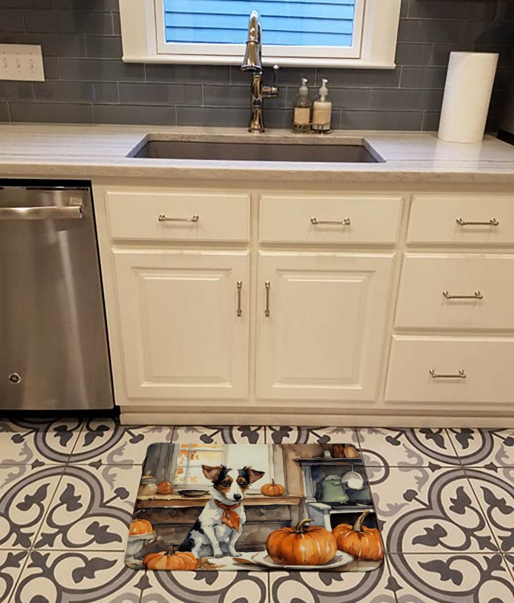 Jack Russell Terrier Fall Kitchen Pumpkins Memory Foam Kitchen Mat - Loft&Timber