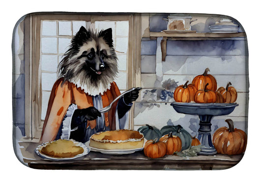 Keeshond Fall Kitchen Pumpkins Dish Drying Mat - Loft&Timber