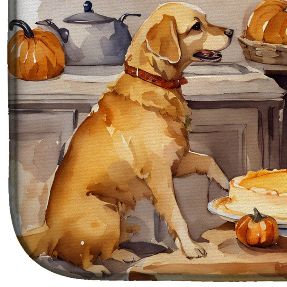 Yellow Lab Fall Kitchen Pumpkins Dish Drying Mat - Loft&Timber