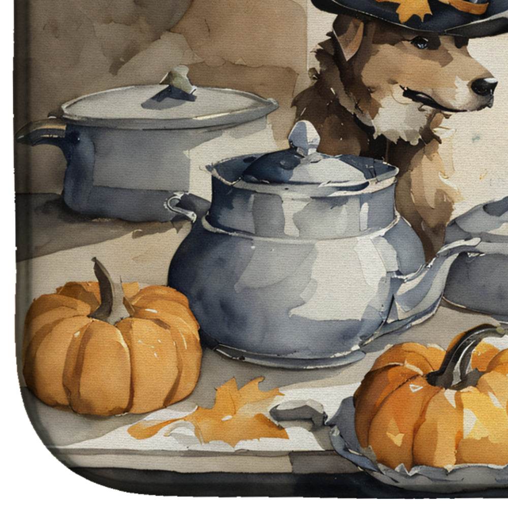 Yellow Lab Fall Kitchen Pumpkins Dish Drying Mat - Loft&Timber