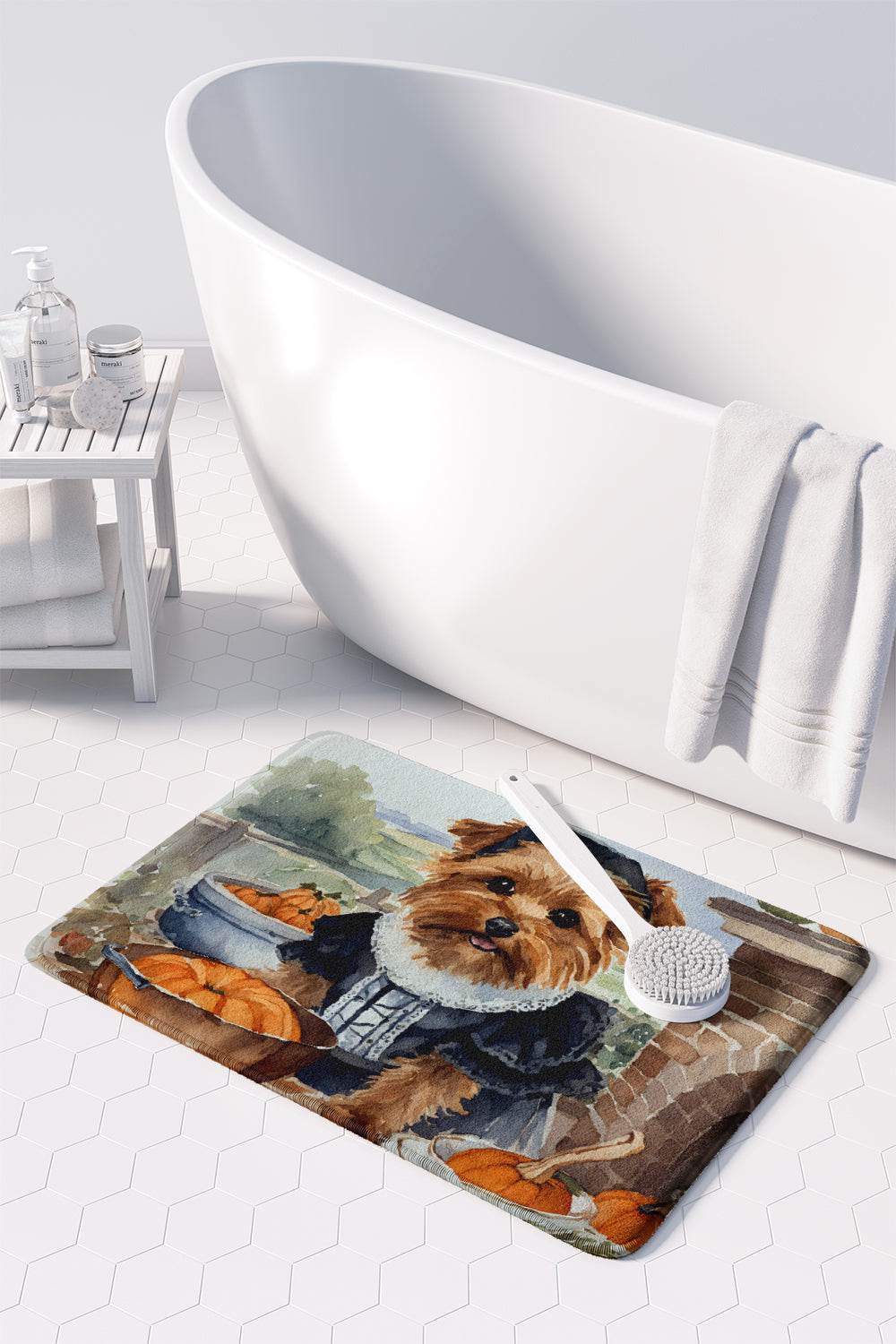 Norfolk Terrier Fall Kitchen Pumpkins Memory Foam Kitchen Mat - Loft&Timber