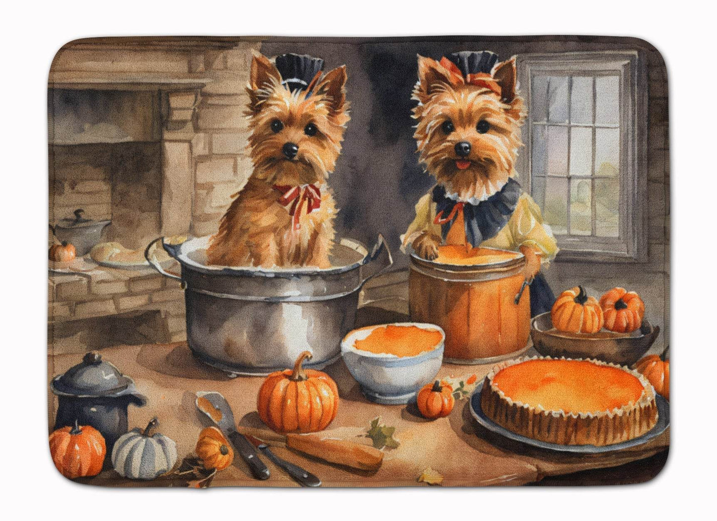 Norwich Terrier Fall Kitchen Pumpkins Memory Foam Kitchen Mat - Loft&Timber