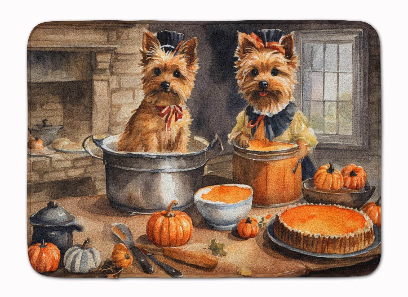 Norwich Terrier Fall Kitchen Pumpkins Memory Foam Kitchen Mat - Loft&Timber