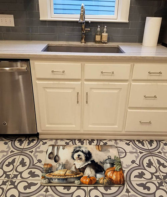 Old English Sheepdog Fall Kitchen Pumpkins Memory Foam Kitchen Mat - Loft&Timber