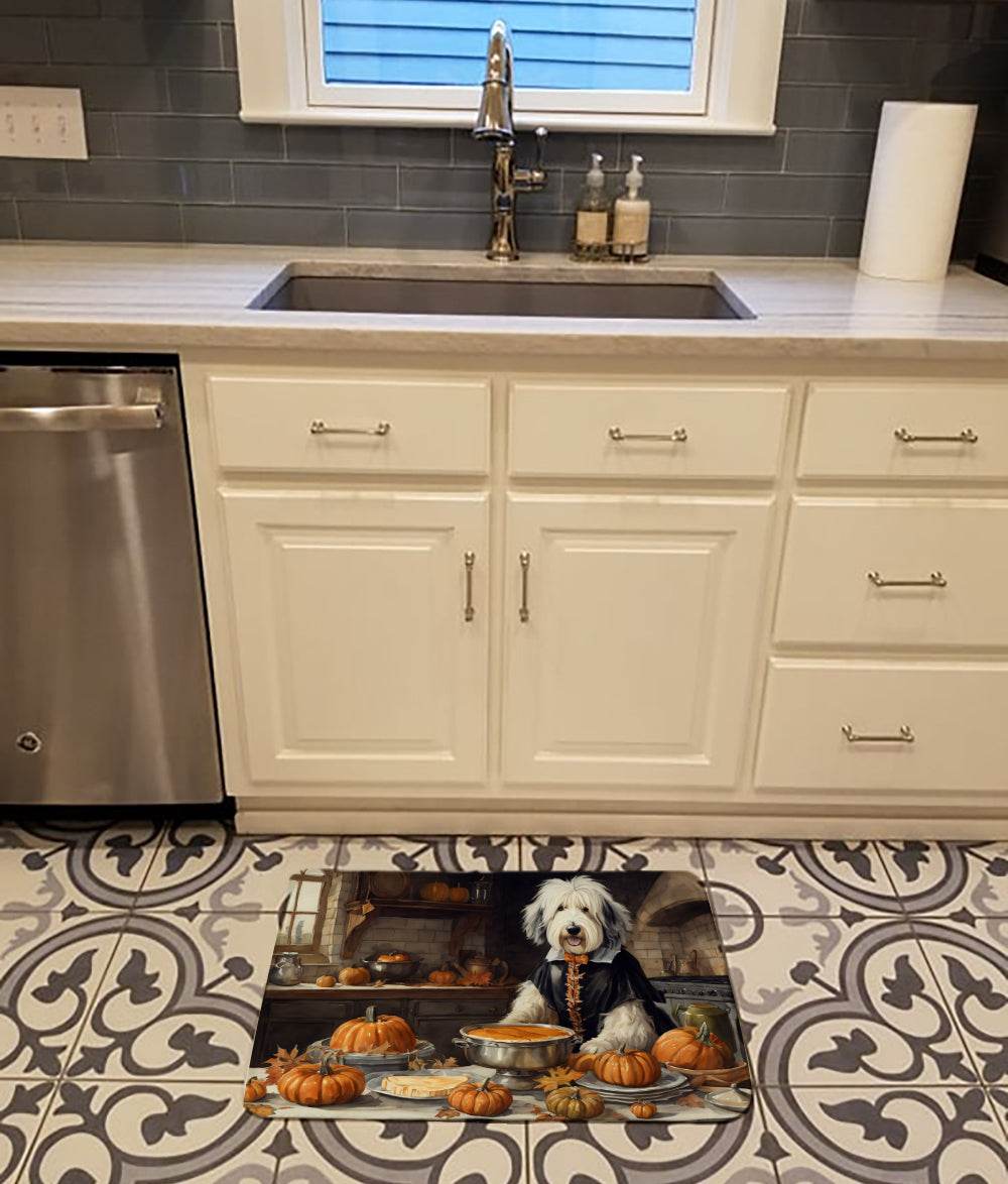 Old English Sheepdog Fall Kitchen Pumpkins Memory Foam Kitchen Mat - Loft&Timber