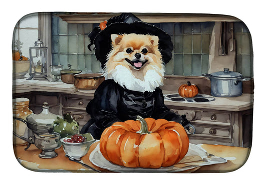 Pomeranian Fall Kitchen Pumpkins Dish Drying Mat - Loft&Timber