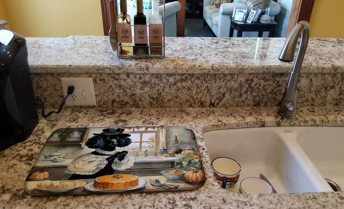 Poodle Fall Kitchen Pumpkins Dish Drying Mat - Loft&Timber