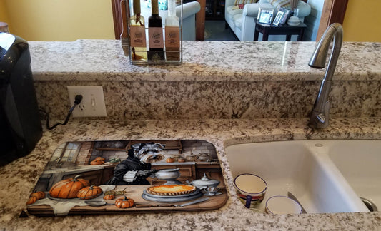 Schnauzer Fall Kitchen Pumpkins Dish Drying Mat - Loft&Timber