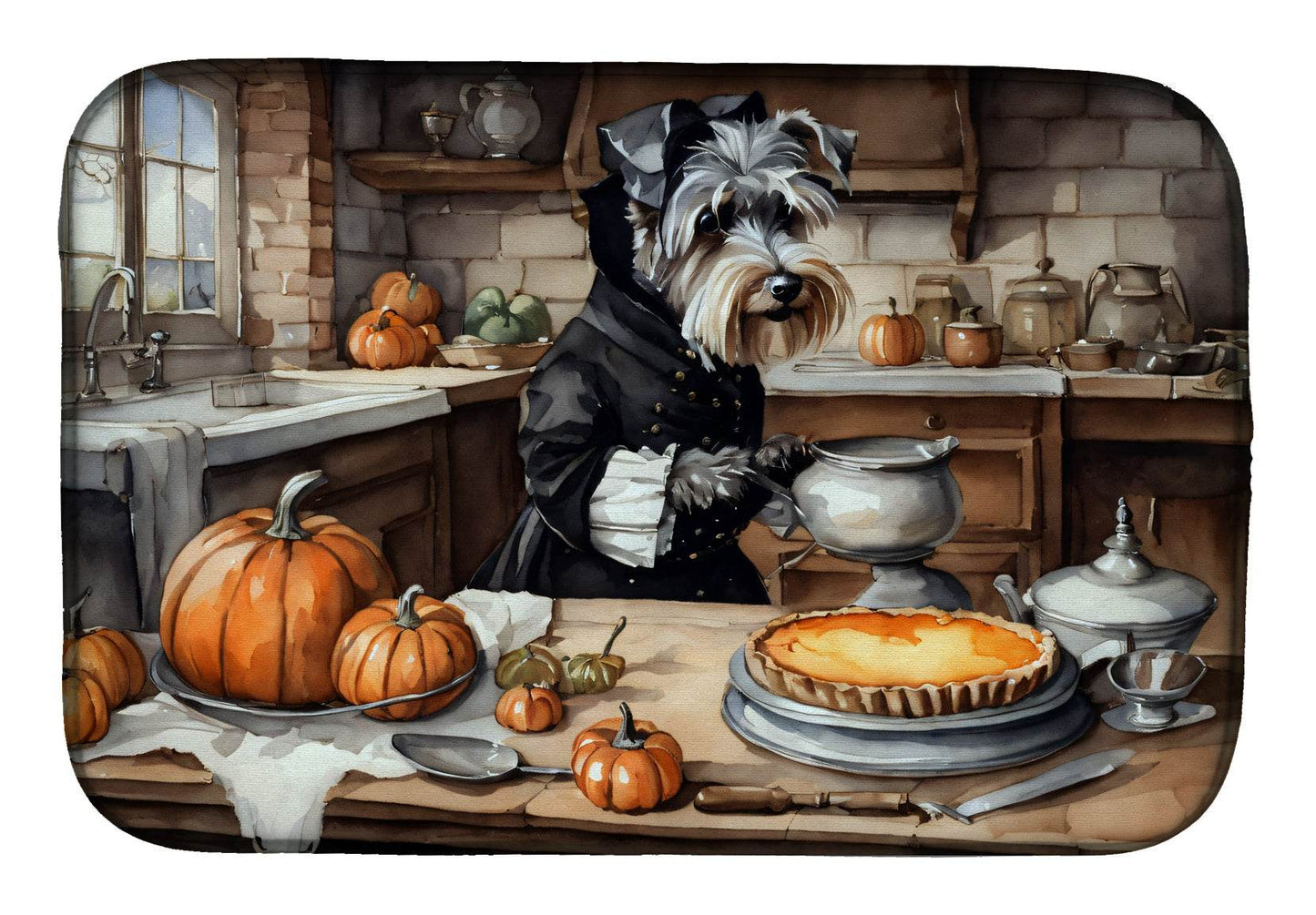 Schnauzer Fall Kitchen Pumpkins Dish Drying Mat - Loft&Timber