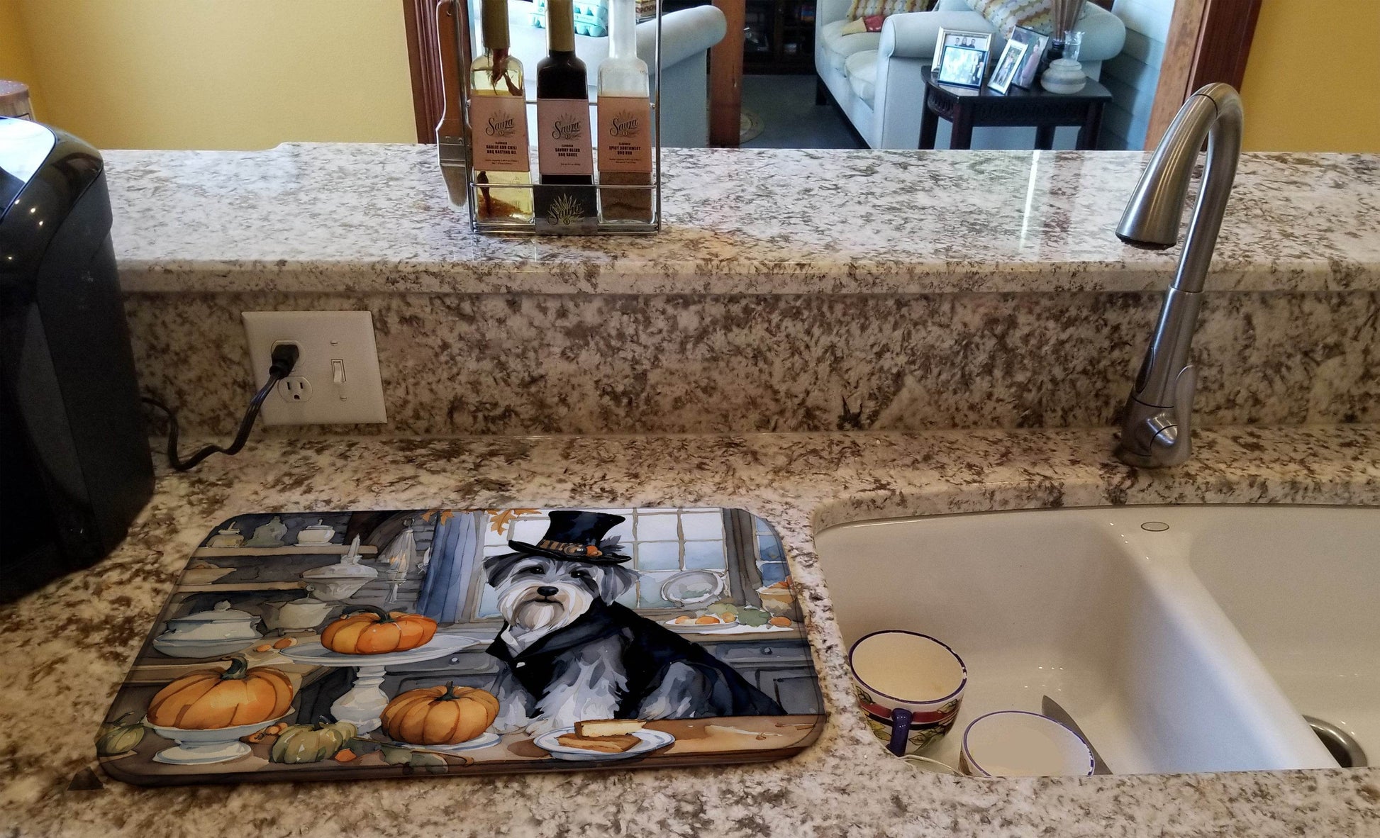 Schnauzer Fall Kitchen Pumpkins Dish Drying Mat - Loft&Timber