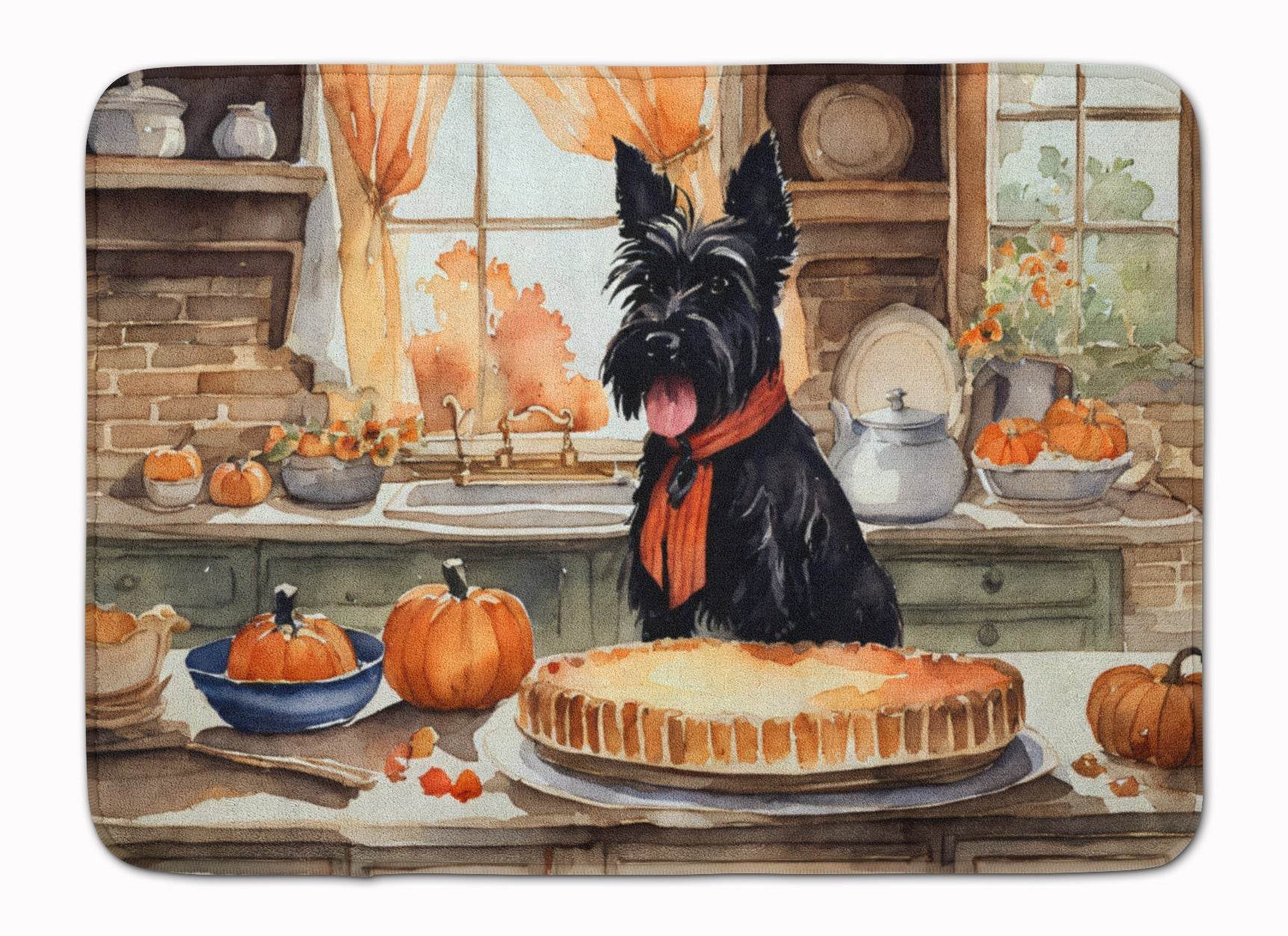 Scottish Terrier Fall Kitchen Pumpkins Memory Foam Kitchen Mat - Loft&Timber