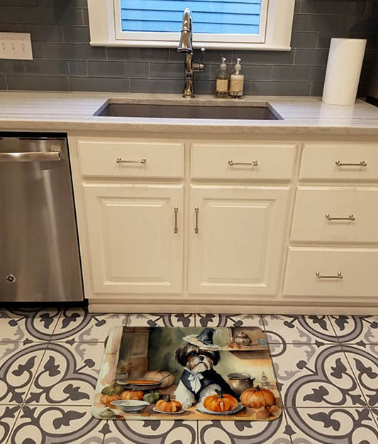 Shih Tzu Fall Kitchen Pumpkins Memory Foam Kitchen Mat - Loft&Timber