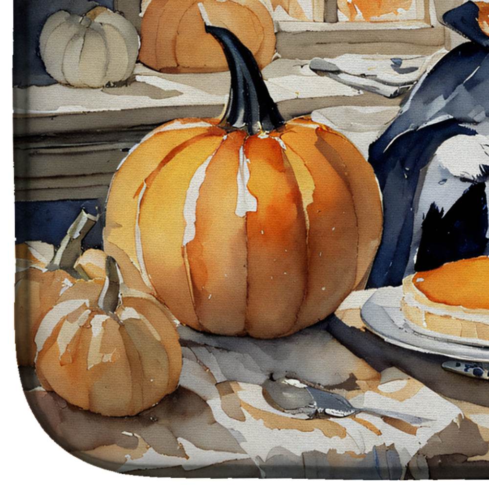Siberian Husky Fall Kitchen Pumpkins Dish Drying Mat - Loft&Timber