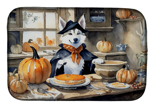 Siberian Husky Fall Kitchen Pumpkins Dish Drying Mat - Loft&Timber