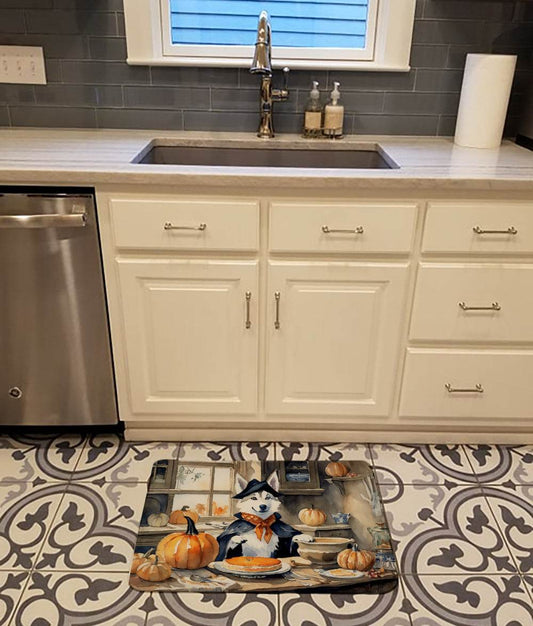 Siberian Husky Fall Kitchen Pumpkins Memory Foam Kitchen Mat - Loft&Timber